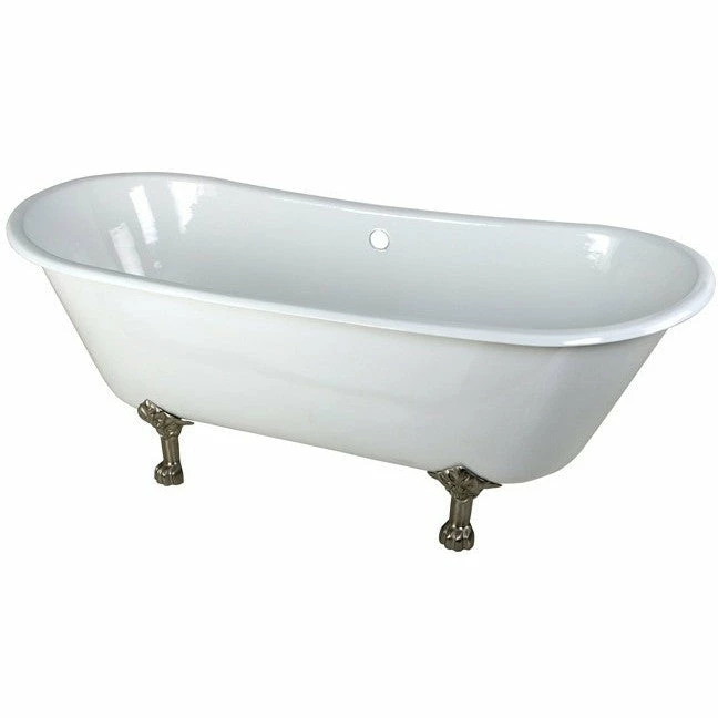 Kingston Brass Aqua Eden 67" Cast Iron Double Slipper Clawfoot Freestanding Bathtub 7 Kingston Brass Aqua Eden 67" Cast Iron Double Slipper Clawfoot Freestanding Bathtub - Image 7