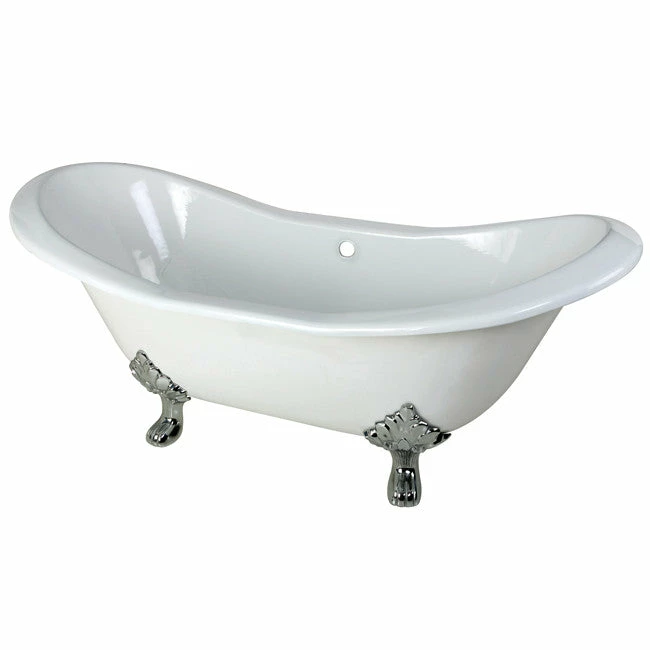 Kingston Brass Aqua Eden 72" Cast Iron Double Slipper Clawfoot Freestanding Bathtub 2 Kingston Brass Aqua Eden 72" Cast Iron Double Slipper Clawfoot Freestanding Bathtub - Image 2