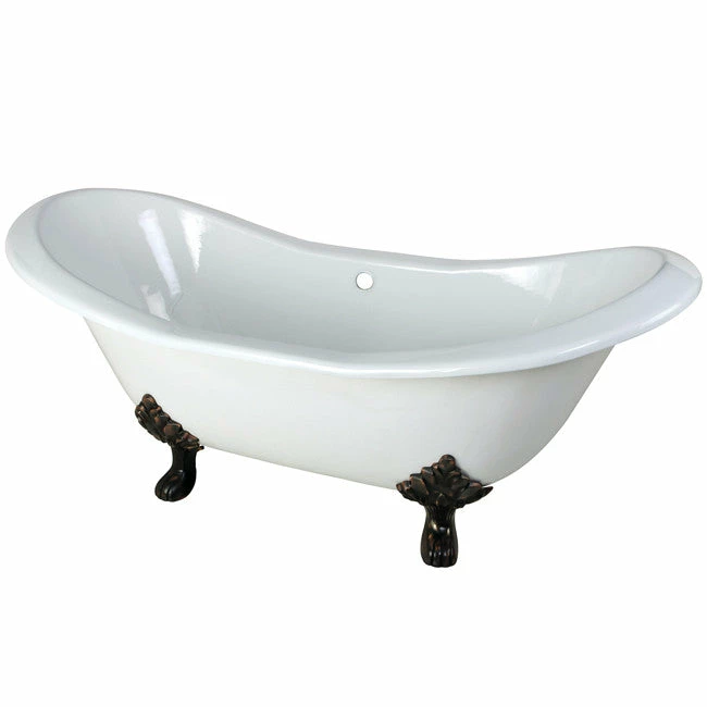 Kingston Brass Aqua Eden 72" Cast Iron Double Slipper Clawfoot Freestanding Bathtub 5 Kingston Brass Aqua Eden 72" Cast Iron Double Slipper Clawfoot Freestanding Bathtub - Image 5