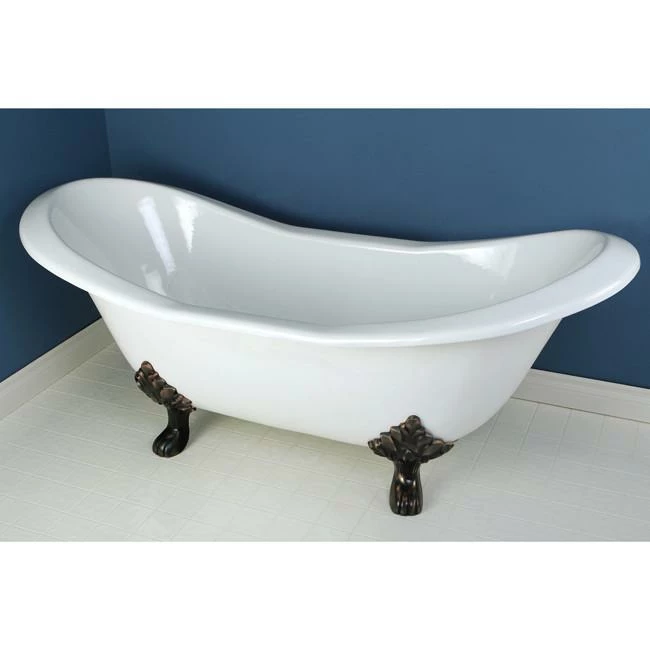Kingston Brass Aqua Eden 72" Cast Iron Double Slipper Clawfoot Freestanding Bathtub 4 Kingston Brass Aqua Eden 72" Cast Iron Double Slipper Clawfoot Freestanding Bathtub - Image 4