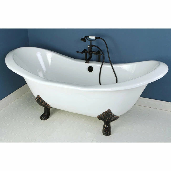 Kingston Brass Aqua Eden 72" Cast Iron Double Slipper Clawfoot Freestanding Bathtub 6 Kingston Brass Aqua Eden 72" Cast Iron Double Slipper Clawfoot Freestanding Bathtub - Image 6
