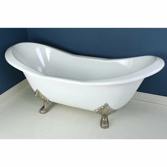 Kingston Brass Aqua Eden 72" Cast Iron Double Slipper Clawfoot Freestanding Bathtub 7 Kingston Brass Aqua Eden 72" Cast Iron Double Slipper Clawfoot Freestanding Bathtub - Image 7