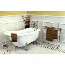 Kingston Brass Aqua Eden Serenity 67" Acrylic Clawfoot Slipper Freestanding Tub With 7" Deck Drillings - VT7DE672826C -Hansgrohe Shop VT7DE672826C1 CC104T1 CC2291 FT
