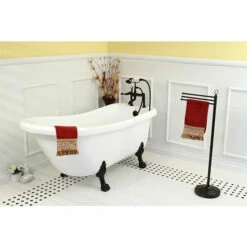 Kingston Brass Aqua Eden Serenity 67" Acrylic Clawfoot Slipper Freestanding Tub With 7" Deck Drillings - VT7DE672826C -Hansgrohe Shop VT7DE672826C5 CC103T5 CC2025 FT