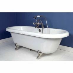 Kingston Brass Aqua Eden 67" Double Ended Acrylic Freestanding Tub -Hansgrohe Shop VT7DS673023H8 CC657T8 FS