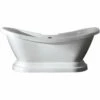 Kingston Brass Aqua Eden 69" Contemporary Pedestal Double Slipper Acrylic Freestanding Bathtub With 7" Deck Drillings, White - VT7DS692828P