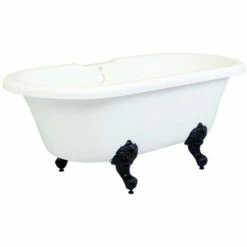 Kingston Brass Aqua Eden Dynasty 67" Acrylic Clawfoot Double Ended Freestanding Tub Without Drillings -Hansgrohe Shop VTDS672924H5
