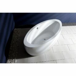 Kingston Brass Aqua Eden VTOV733623 73-Inch Acrylic Double Ended Freestanding Tub With Drain, White -Hansgrohe Shop VTOV733623 LS4