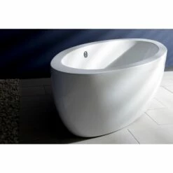 Kingston Brass Aqua Eden VTOV733623 73-Inch Acrylic Double Ended Freestanding Tub With Drain, White -Hansgrohe Shop VTOV733623 LS5