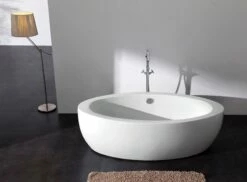 Kingston Brass Aqua Eden VTOV733623 73-Inch Acrylic Double Ended Freestanding Tub With Drain, White -Hansgrohe Shop VTOV733623 LS8 scaled 1