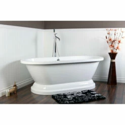 Kingston Brass Aqua Eden 67" Contemporary Pedestal Double Ended Acrylic Bathtub - VTPE672824P -Hansgrohe Shop VTPE672824P KS8131DL FT