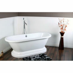 Kingston Brass Aqua Eden 67" Contemporary Pedestal Double Ended Acrylic Bathtub - VTPE672824P -Hansgrohe Shop VTPE672824P KS8131DL FT1