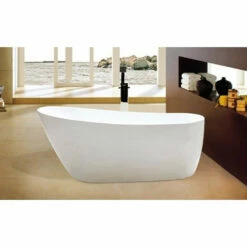 Kingston Brass Aqua Eden 59" Contemporary Freestanding Acrylic Bathtub - VTRS592928 -Hansgrohe Shop VTRS592928 750deab8 feb0 4082 bbba 9afceb017913