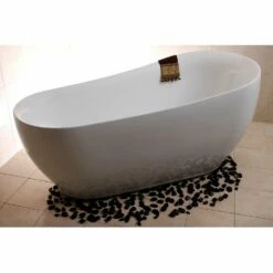 Kingston Brass Aqua Eden 71" Contemporary Freestanding Acrylic Slipper Bathtub - VTRS723432 -Hansgrohe Shop VTRS723432 CS1