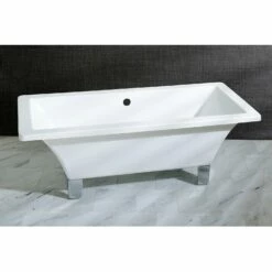 Kingston Brass Aqua Eden 67" Acrylic Clawfoot Square Freestanding Tub - VTSQ673018A