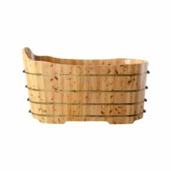 Alfi Brand AB1103 59", Premium Freestanding Cedar Wooden Bathtub With Bench