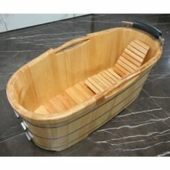 Alfi Brand AB1163 61" Free Standing Wood Bath With Cushion Headrest -Hansgrohe Shop ab1163 3