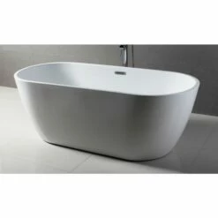 ALFI Brand AB8839 67 Inch White Oval Acrylic Free Standing Soaking Bathtub