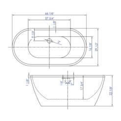 ALFI Brand AB8839 67 Inch White Oval Acrylic Free Standing Soaking Bathtub 15 ALFI Brand AB8839 67 Inch White Oval Acrylic Free Standing Soaking Bathtub -Hansgrohe Shop ab8839 d