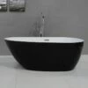 ALFI Brand AB8862 59 Inch Black & White Oval Acrylic Free Standing Soaking Bathtub