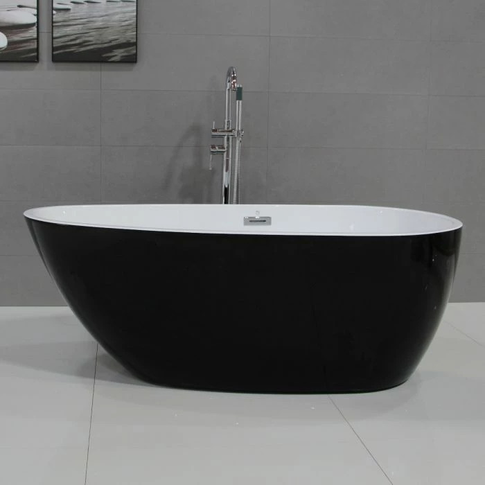 ALFI Brand AB8862 59 Inch Black & White Oval Acrylic Free Standing Soaking Bathtub 1 ALFI Brand AB8862 59 Inch Black & White Oval Acrylic Free Standing Soaking Bathtub