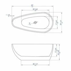ALFI Brand AB8862 59 Inch Black & White Oval Acrylic Free Standing Soaking Bathtub 5 ALFI Brand AB8862 59 Inch Black & White Oval Acrylic Free Standing Soaking Bathtub -Hansgrohe Shop ab8862 diagram