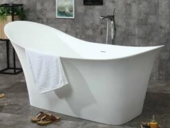 ALFI Brand AB9915 74" White Solid Surface Smooth Resin Soaking Slipper Bathtub -Hansgrohe Shop ab9915 4