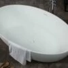 ALFI Brand AB9941 67" White Oval Solid Surface Smooth Resin Soaking Bathtub