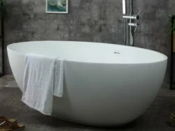 ALFI Brand AB9941 67" White Oval Solid Surface Smooth Resin Soaking Bathtub -Hansgrohe Shop ab9941 4 1