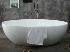 ALFI Brand AB9941 67" White Oval Solid Surface Smooth Resin Soaking Bathtub -Hansgrohe Shop ab9941 6 1