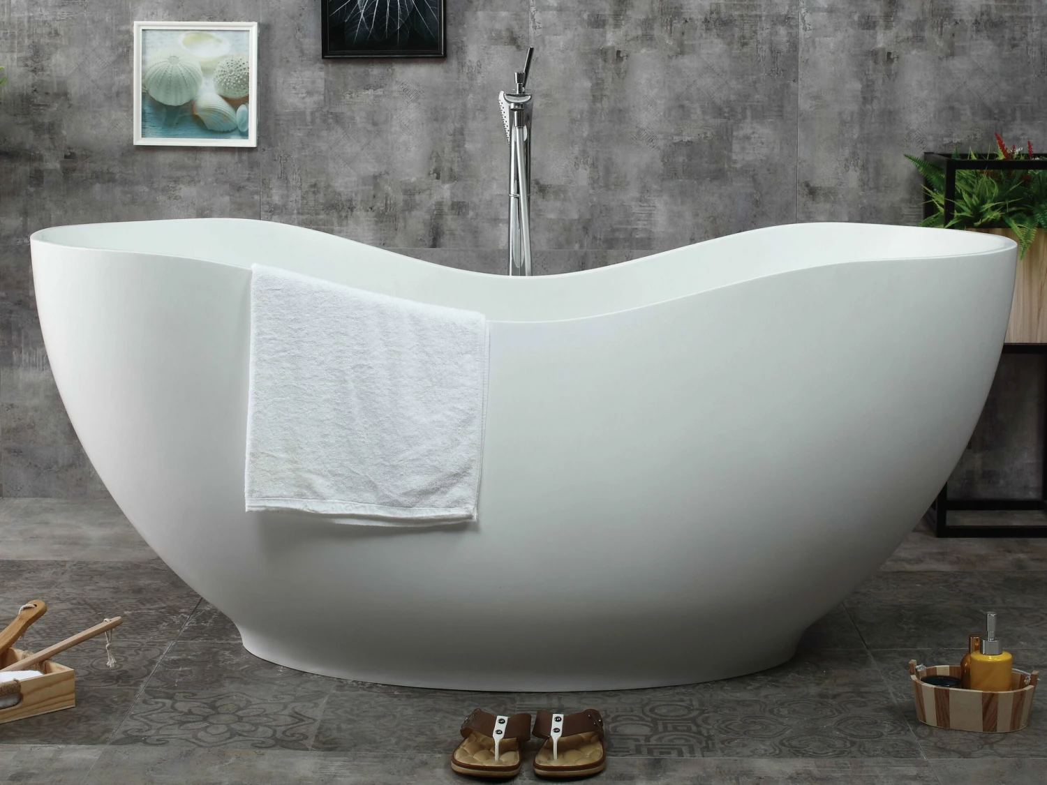 ALFI Brand AB9949 66" White Solid Surface Smooth Resin Soaking Bathtub 1 ALFI Brand AB9949 66" White Solid Surface Smooth Resin Soaking Bathtub