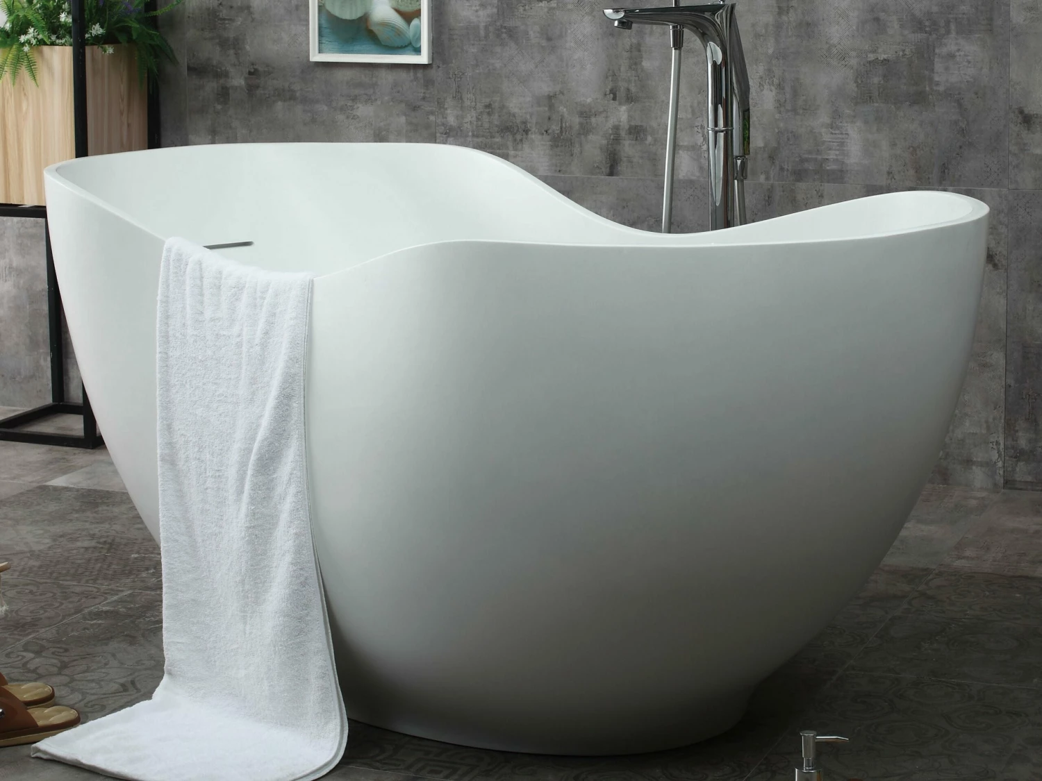ALFI Brand AB9949 66" White Solid Surface Smooth Resin Soaking Bathtub 3 ALFI Brand AB9949 66" White Solid Surface Smooth Resin Soaking Bathtub - Image 3
