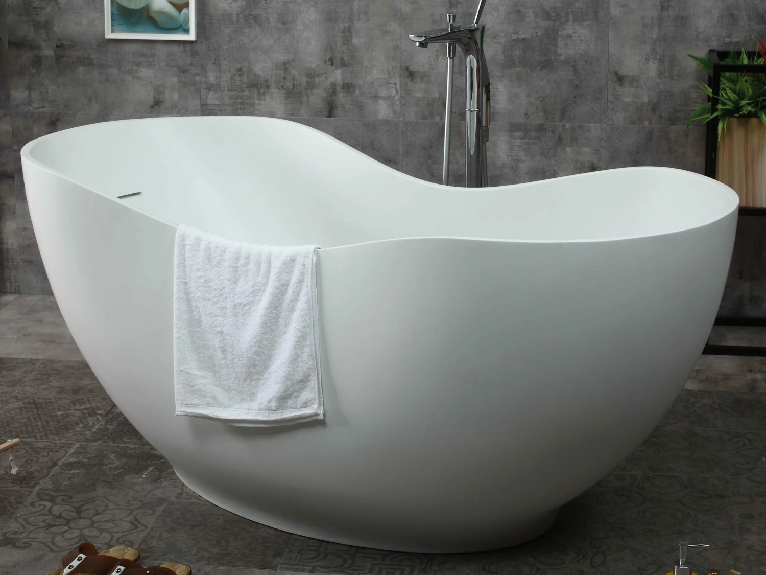 ALFI Brand AB9949 66" White Solid Surface Smooth Resin Soaking Bathtub 5 ALFI Brand AB9949 66" White Solid Surface Smooth Resin Soaking Bathtub - Image 5