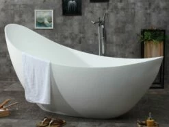 ALFI Brand AB9951 73" White Solid Surface Smooth Resin Soaking Slipper Bathtub -Hansgrohe Shop ab9951 3