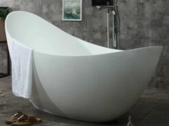 ALFI Brand AB9951 73" White Solid Surface Smooth Resin Soaking Slipper Bathtub -Hansgrohe Shop ab9951 4