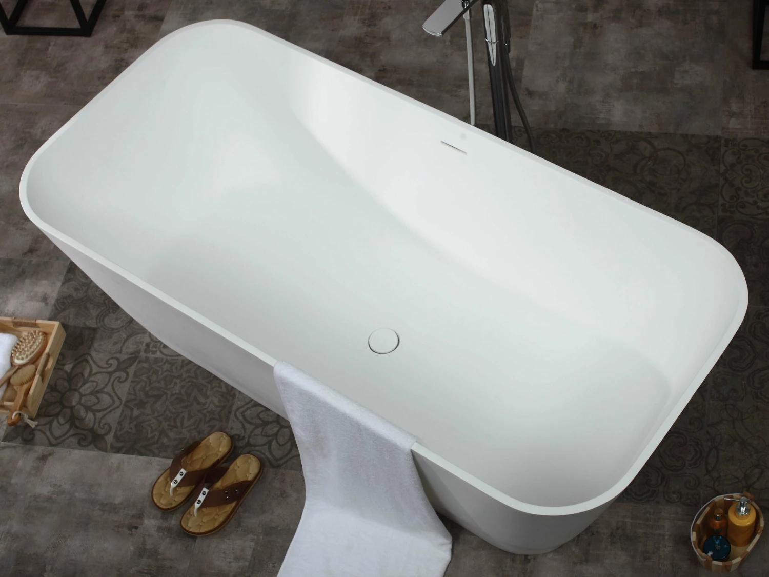 ALFI Brand AB9952 67" White Rectangular Solid Surface Smooth Resin Soaking Bathtub 3 ALFI Brand AB9952 67" White Rectangular Solid Surface Smooth Resin Soaking Bathtub - Image 3