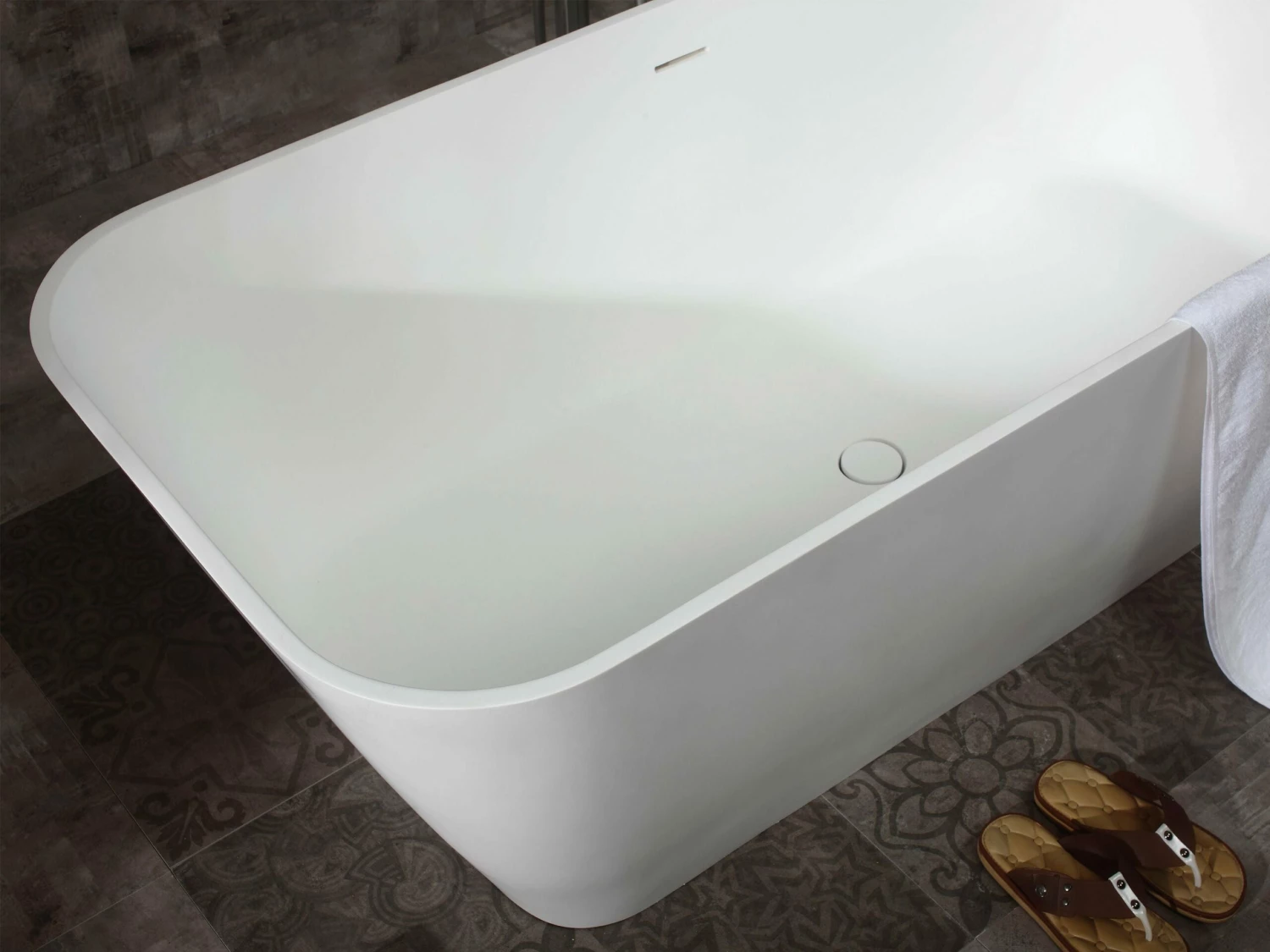 ALFI Brand AB9952 67" White Rectangular Solid Surface Smooth Resin Soaking Bathtub 4 ALFI Brand AB9952 67" White Rectangular Solid Surface Smooth Resin Soaking Bathtub - Image 4