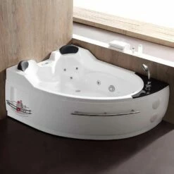 EAGO AM113ETL-R 5.5 Ft Right Corner Acrylic White Whirlpool Bathtub For Two