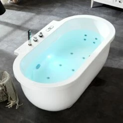 EAGO AM128ETL 6 Ft Acrylic White Whirlpool Bathtub With Fixtures