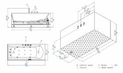 EAGO AM154ETL-L5 5 Ft Acrylic White Rectangular Whirlpool Bathtub W Fixtures -Hansgrohe Shop am154etl l5 diagram
