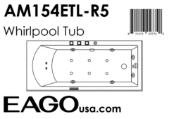 EAGO AM154ETL-R5 5 Ft Acrylic White Rectangular Whirlpool Bathtub W Fixtures -Hansgrohe Shop am154etl r5 1