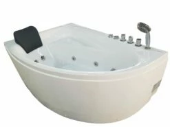 EAGO AM161-R 59" Single Person Corner White Acrylic Whirlpool Bathtub -Hansgrohe Shop am161 r 1 1