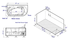 EAGO AM175-R 57'' White Acrylic Corner Jetted Whirlpool Bathtub W/ Fixtures -Hansgrohe Shop am175 l d 4 2eec8029 0280 4dc4 bb9c 8da9133ffb4b