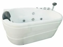 EAGO AM175-R 57'' White Acrylic Corner Jetted Whirlpool Bathtub W/ Fixtures