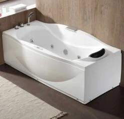 EAGO AM189ETL-L 6 Ft Left Drain Acrylic White Whirlpool Bathtub With Fixtures