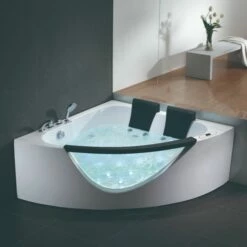 EAGO AM199ETL 5ft Clear Rounded Corner Acrylic Whirlpool Bathtub For Two