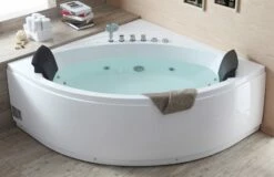 EAGO AM200 5' Rounded Modern Double Seat Corner Whirlpool Bath Tub With Fixtures
