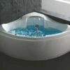 EAGO AM208ETL 5 Ft Corner Acrylic White Waterfall Whirlpool Bathtub For Two