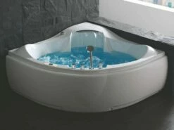 EAGO AM208ETL 5 Ft Corner Acrylic White Waterfall Whirlpool Bathtub For Two