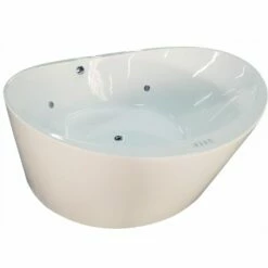 EAGO AM2130 66 Inch Round Freestanding Acrylic Air Bubble Bathtub -Hansgrohe Shop am2130 1 1